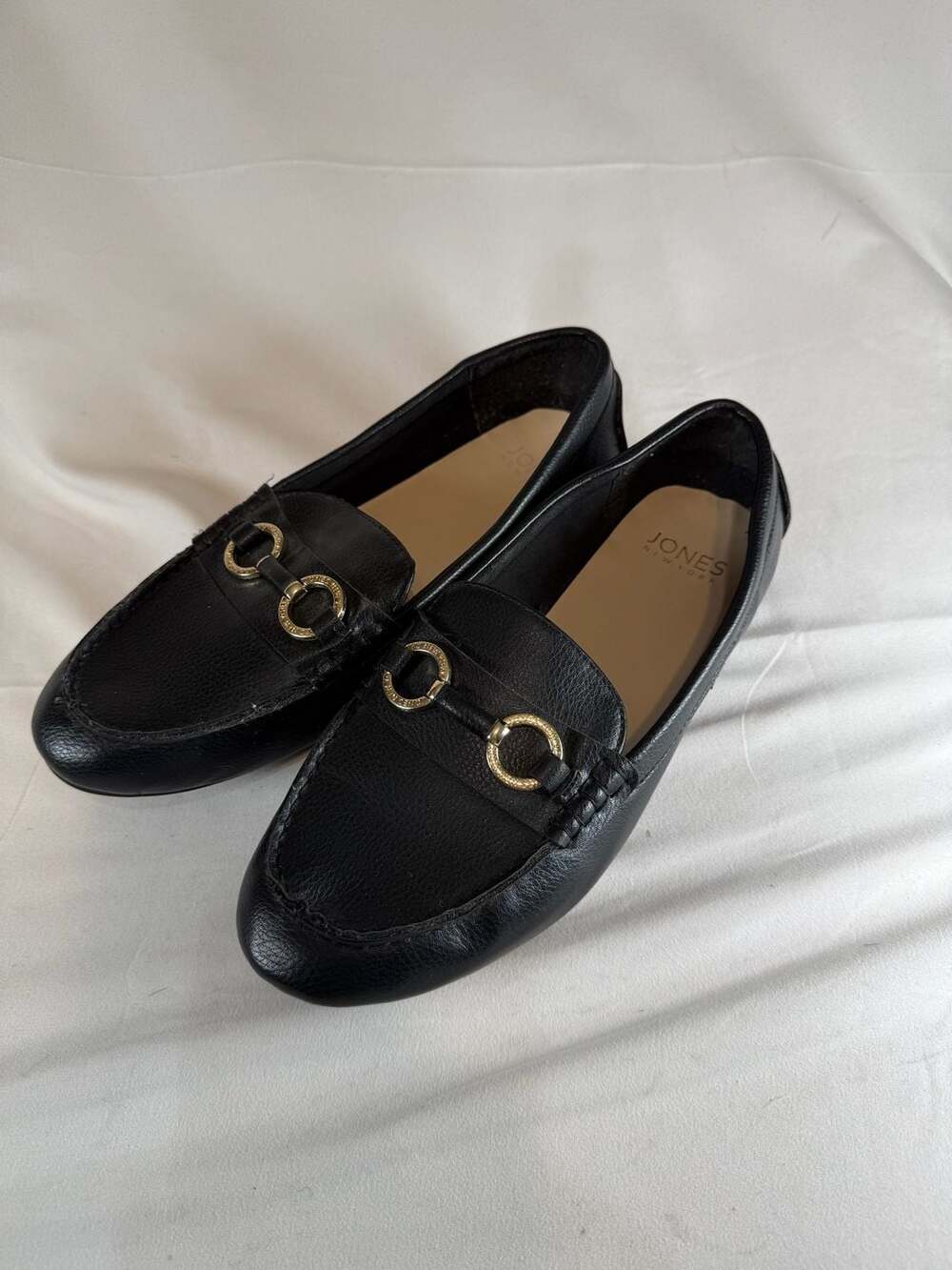 Jones New York Womens Black Horsebit Loafers Flats Slip-On Shoes Size 10 Preppy
